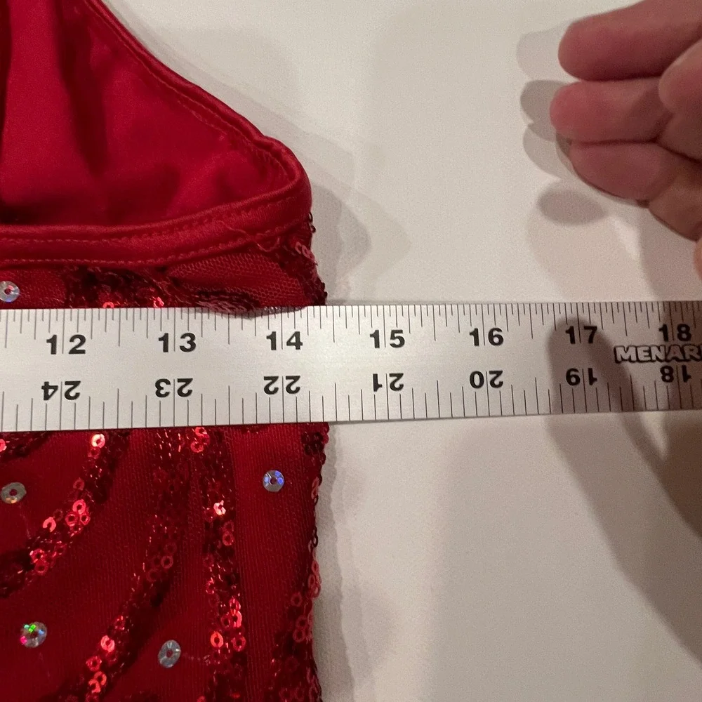 Weissman Girls XXL Red Sequin Halter Leotard Dance Costume Pageant Jazz Lyrical
